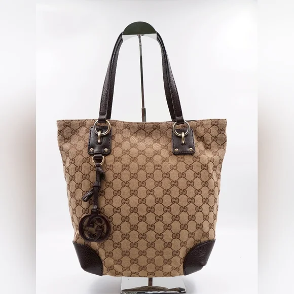 ❌️❌️SOLD❌️❌️BX19 💕 Gucci GG Canvas Interlocking Charm Tote - Picture 1 of 14
